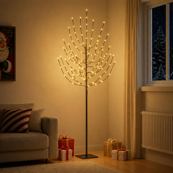 LED-joulupuu Musta 20 x 20 x 180 cm Teräs 160 LEDiä