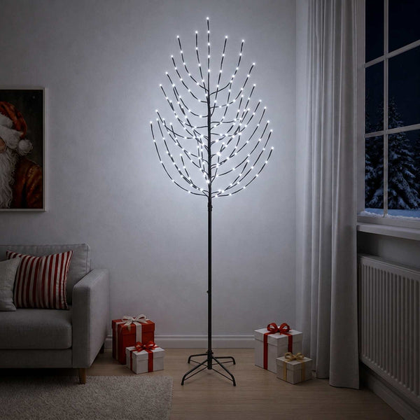 LED-joulupuu Musta 240 cm Teräs 220 LEDiä