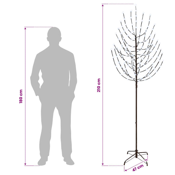 LED-joulupuu Musta 210 cm Teräs 180 LEDiä