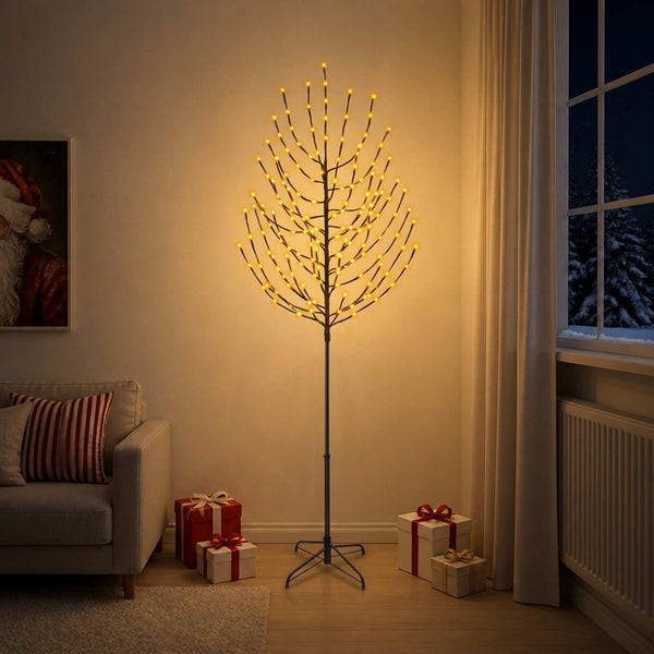 LED-joulupuu Musta 47 x 240 cm Teräs 220 LEDiä