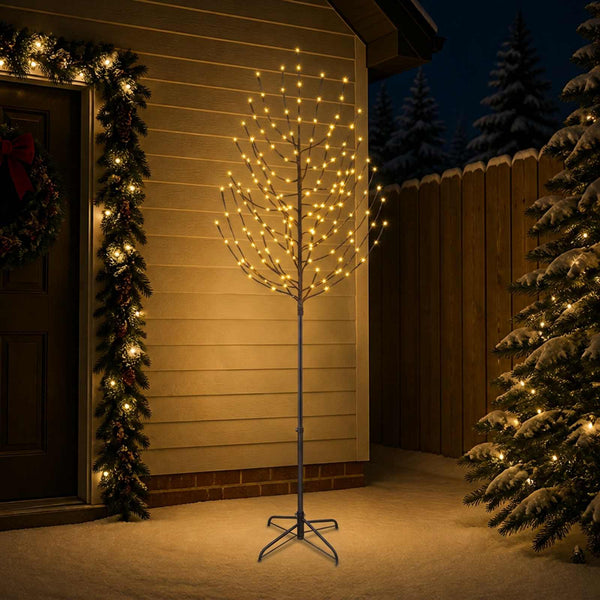 LED-joulupuu Musta 47 x 240 cm Teräs 220 LEDiä