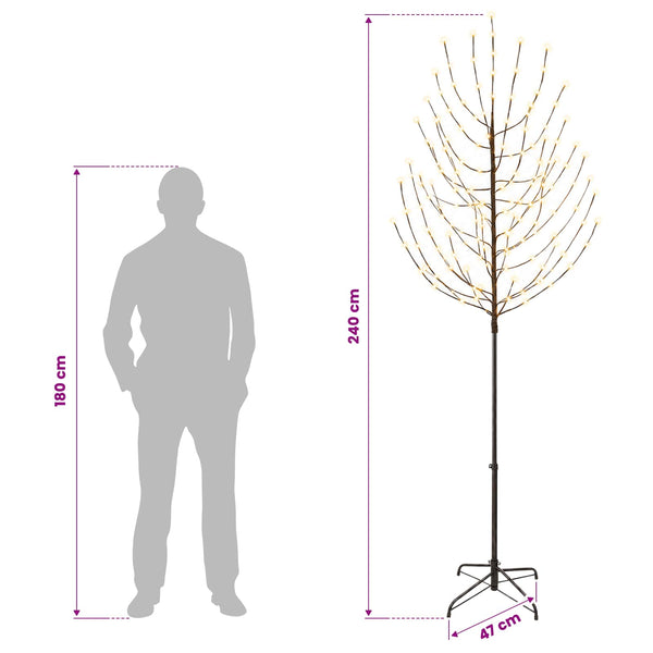 LED-joulupuu Musta 47 x 240 cm Teräs 220 LEDiä