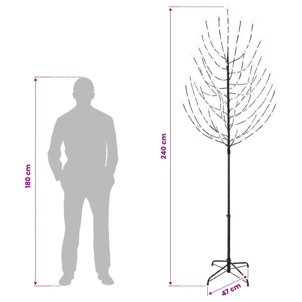 LED-joulupuu Musta 240 cm Teräs 220 LEDiä