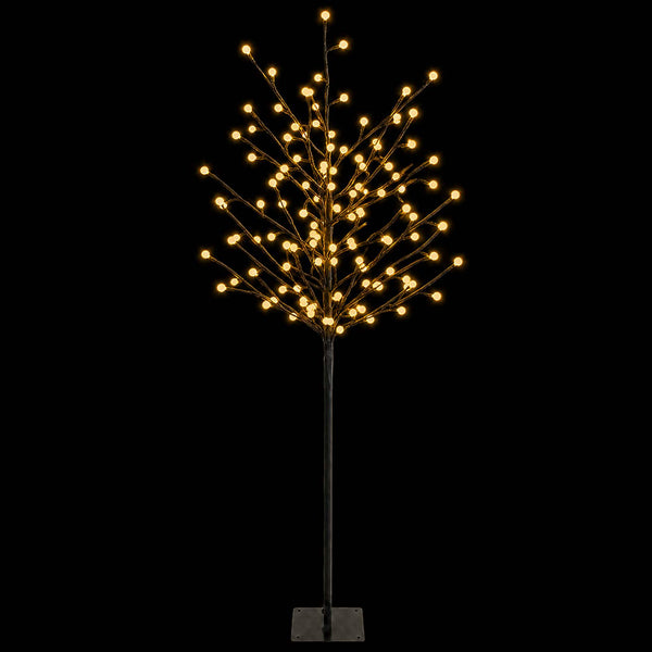 LED-pallovalopuu Musta 18 x 18 x 120 cm Teräs 150 LEDiä