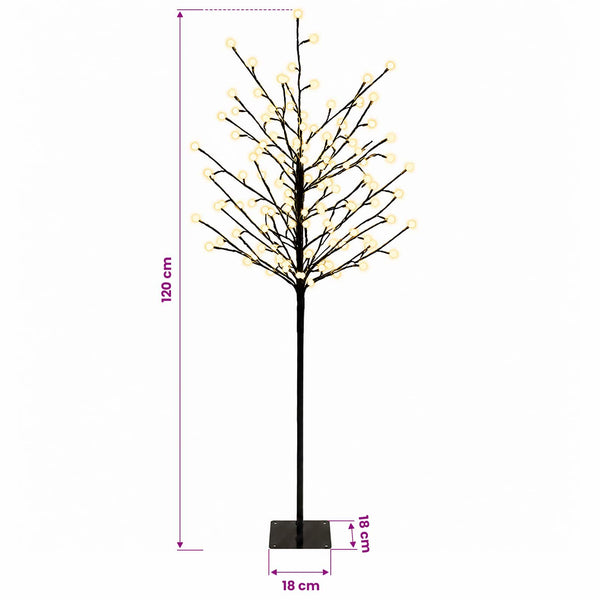 LED-pallovalopuu Musta 18 x 18 x 120 cm Teräs 150 LEDiä