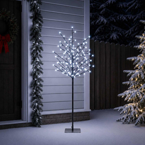 LED-pallovalopuu Musta 18 x 18 x 120 cm Teräs 150 LEDiä