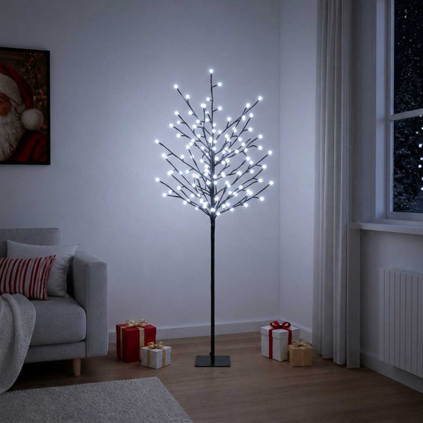 LED-pallovalopuu Musta 18 x 18 x 120 cm Teräs 150 LEDiä