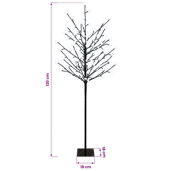 LED-pallovalopuu Musta 18 x 18 x 120 cm Teräs 150 LEDiä