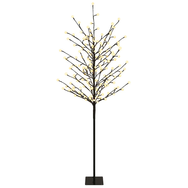 LED-pallovalopuu Musta 18 x 18 x 150 cm Teräs 185 LEDiä