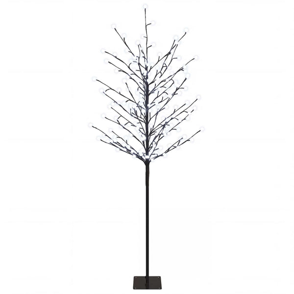 LED-pallovalopuu Musta 150 cm Teräs 185 LEDiä