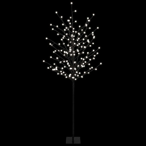 LED-pallovalopuu Musta 150 cm Teräs 185 LEDiä