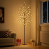 LED-pallovalopuu Musta 180 cm Teräs 220 LEDiä
