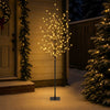 LED-pallovalopuu Musta 180 cm Teräs 220 LEDiä