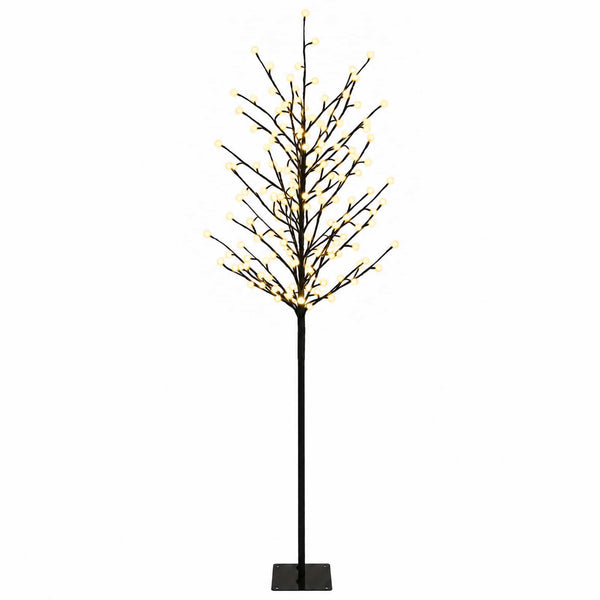 LED-pallovalopuu Musta 180 cm Teräs 220 LEDiä