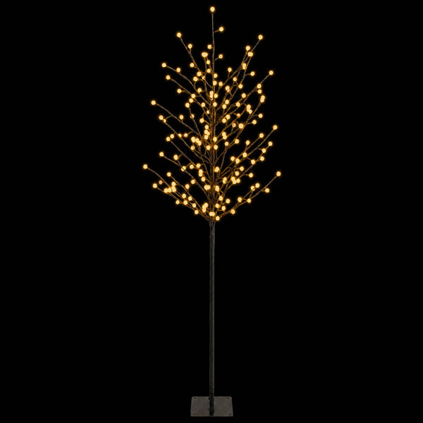LED-pallovalopuu Musta 180 cm Teräs 220 LEDiä
