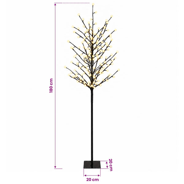 LED-pallovalopuu Musta 180 cm Teräs 220 LEDiä