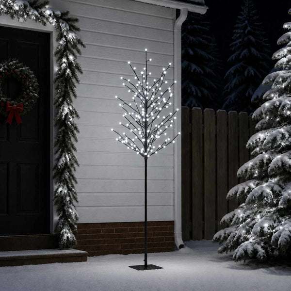 LED-pallovalopuu Musta 180 cm Teräs 220 LEDiä