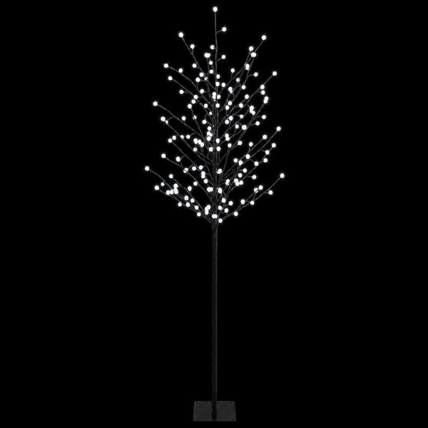 LED-pallovalopuu Musta 180 cm Teräs 220 LEDiä