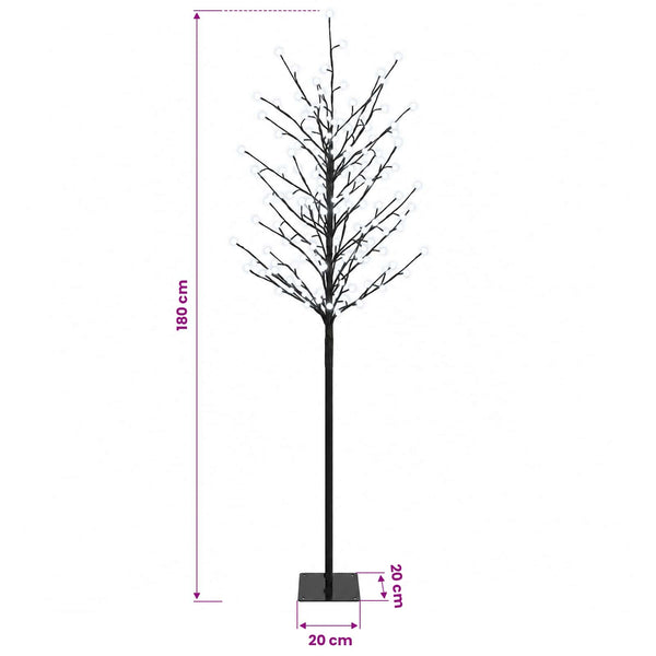 LED-pallovalopuu Musta 180 cm Teräs 220 LEDiä