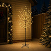 LED-pallovalopuu Musta 210 cm Teräs 250 LEDiä