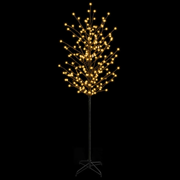 LED-pallovalopuu Musta 210 cm Teräs 250 LEDiä