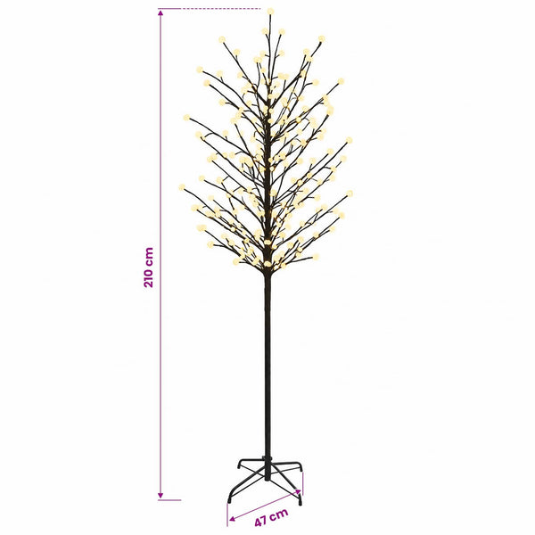 LED-pallovalopuu Musta 210 cm Teräs 250 LEDiä