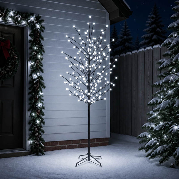 LED-pallovalopuu Musta 47 x 210 cm Teräs 250 LEDiä
