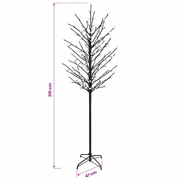 LED-pallovalopuu Musta 47 x 210 cm Teräs 250 LEDiä