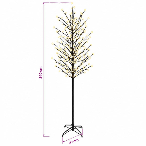LED-pallovalopuu Musta 240 cm Teräs 280 LEDiä