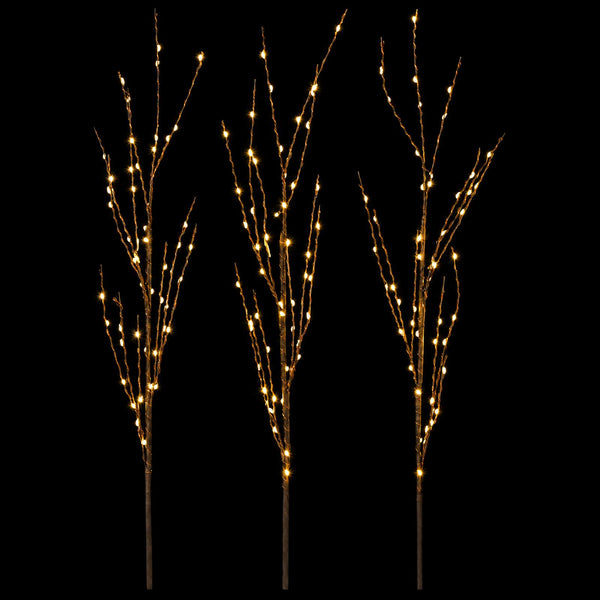 LED-koristeoksa kupari 3 kpl Ruskea 62 cm Teräs 165 LEDiä
