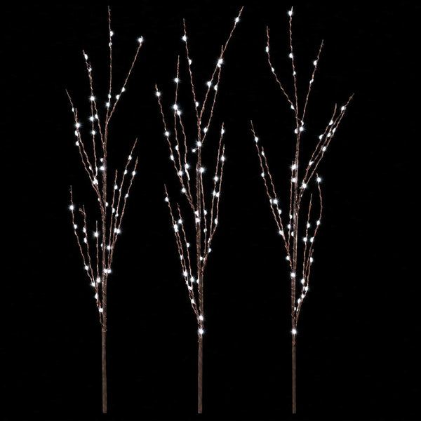 LED-koristeoksa kupari 3 kpl Ruskea 62 cm Teräs 165 LEDiä