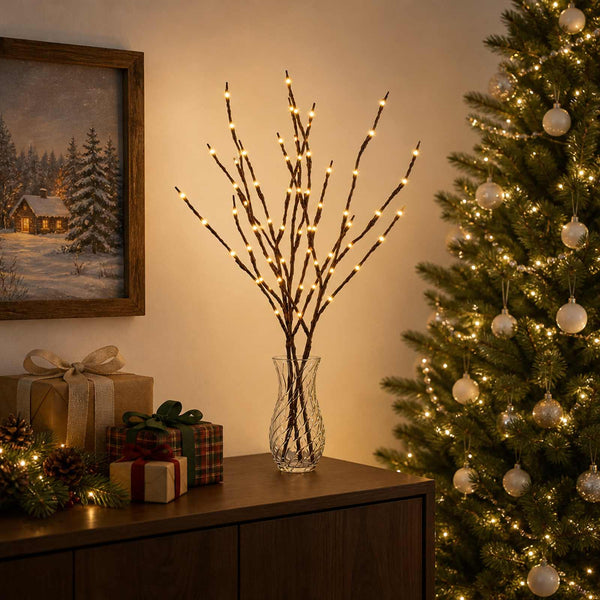 LED-koristeoksa kupari 3 kpl Ruskea 62 cm Teräs 60 LEDiä