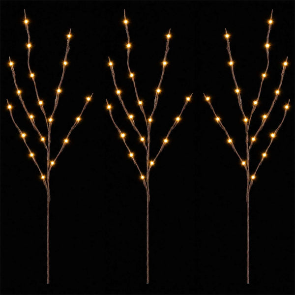 LED-koristeoksa kupari 3 kpl Ruskea 62 cm Teräs 60 LEDiä