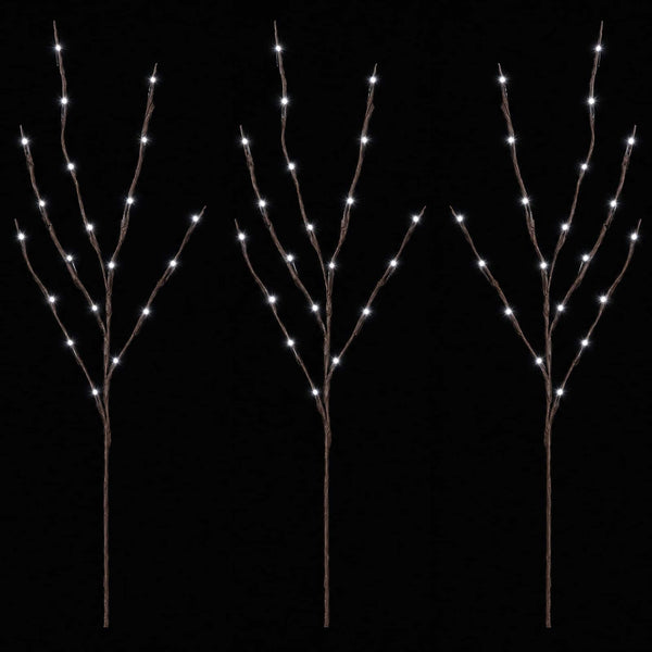LED-koristeoksa kupari 3 kpl Ruskea 62 cm Teräs 60 LEDiä