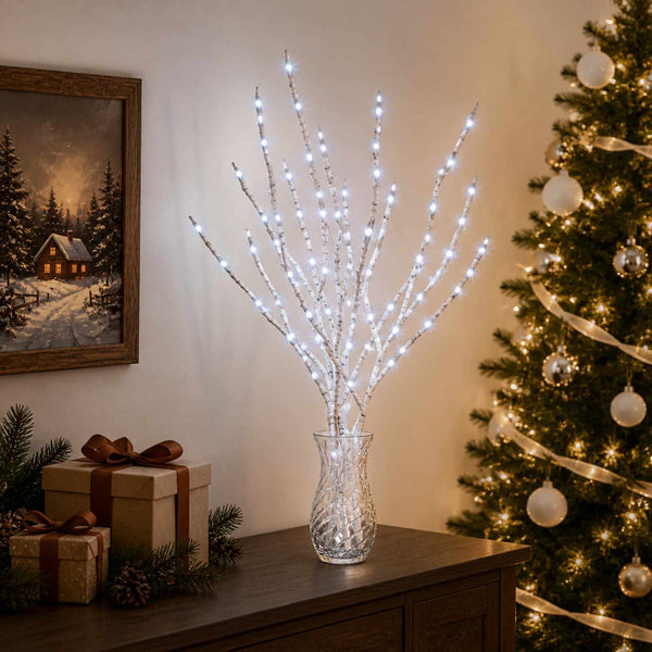 LED-koristeoksa kupari 3 kpl valkoinen 62 cm Teräs 60 LEDiä