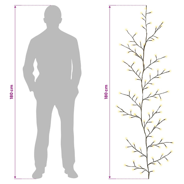 LED-pajuköynnös-joulukoriste 2 kpl Musta 180 cm Teräs 192 LEDiä