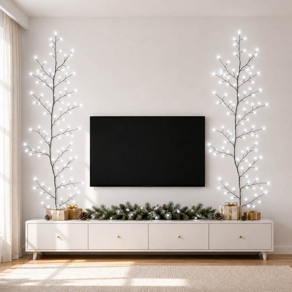 LED-pajuköynnös-joulukoriste 2 kpl Musta 180 cm Teräs 192 LEDiä
