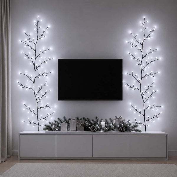LED-pajuköynnös-joulukoriste 2 kpl Musta 180 cm Teräs 192 LEDiä