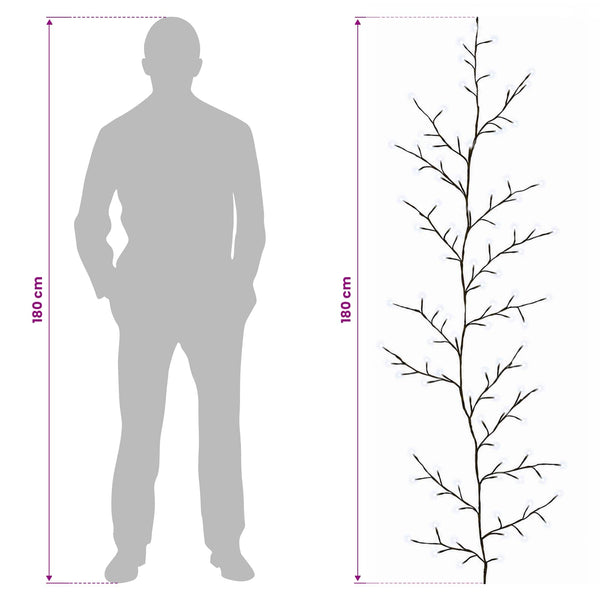 LED-pajuköynnös-joulukoriste 2 kpl Musta 180 cm Teräs 192 LEDiä