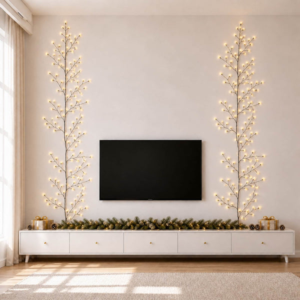 LED-pajuköynnös-joulukoriste 2 kpl Musta 270 cm Teräs 288 LEDiä