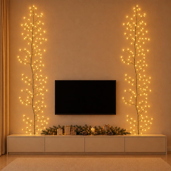 LED-pajuköynnös-joulukoriste 2 kpl Musta 270 cm Teräs 288 LEDiä