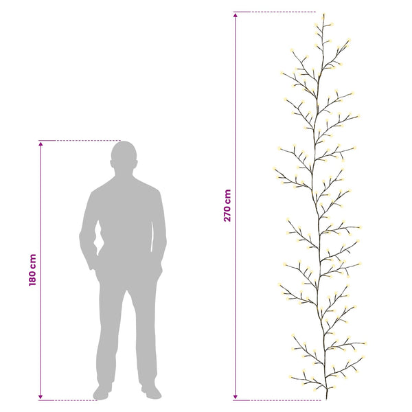 LED-pajuköynnös-joulukoriste 2 kpl Musta 270 cm Teräs 288 LEDiä