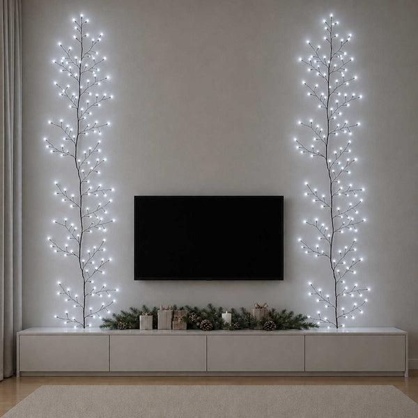 LED-pajuköynnös-joulukoriste 2 kpl Musta 270 cm Teräs 288 LEDiä