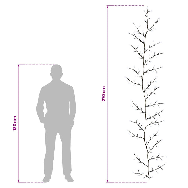 LED-pajuköynnös-joulukoriste 2 kpl Musta 270 cm Teräs 288 LEDiä
