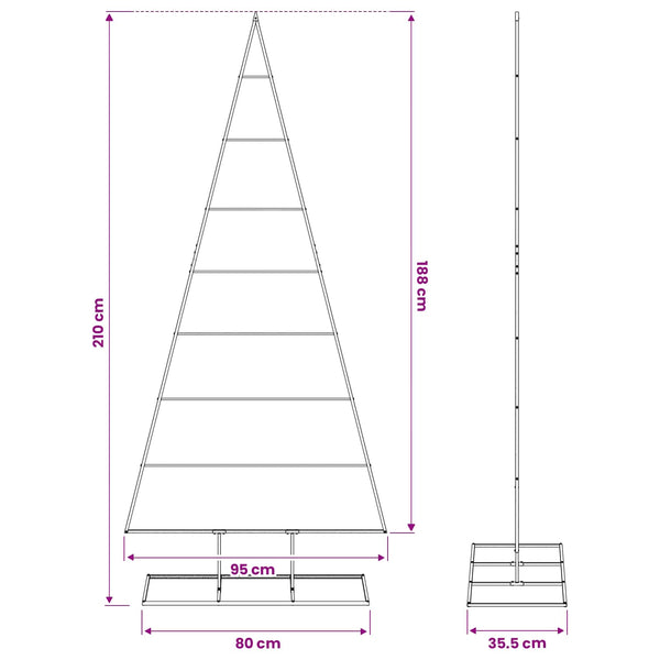 Metallinen joulukuusi KUOPIO 210 cm Metalli Musta
