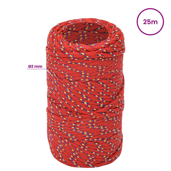 Monikäyttöinen köysi 2 mm 25 m Punainen PP