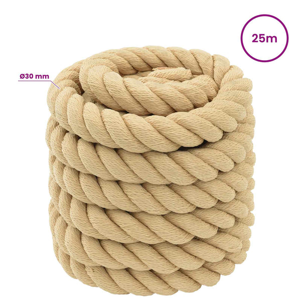 Monikäyttöinen köysi 30 mm 25 m Luonnollinen PP