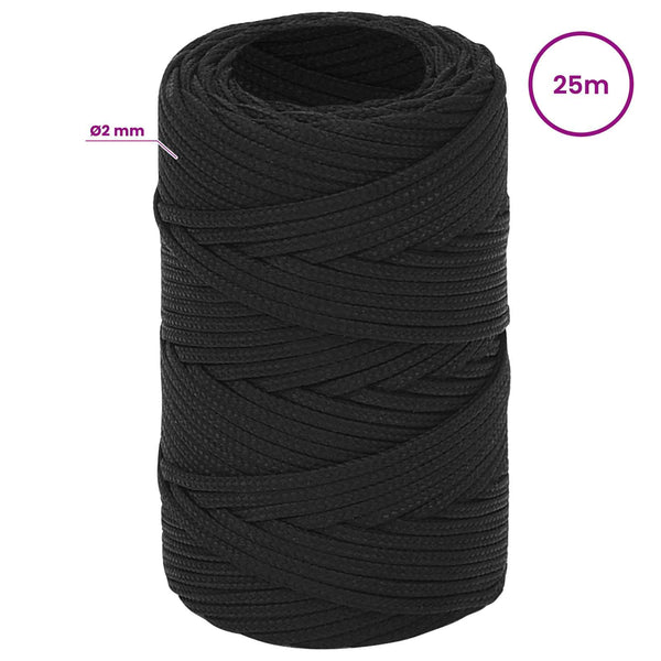 Monikäyttöinen köysi 2 mm 25 m Musta PP 27 kg Enimmäiskuormitus