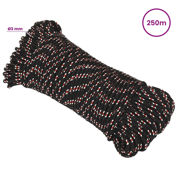 Monikäyttöinen köysi 3 mm 250 m Musta ja punainen PP