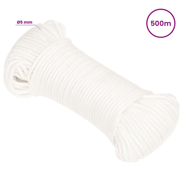Monikäyttöinen köysi 5 mm 500 m valkoinen PP